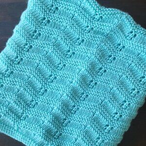 Hand Knit Blanket - Robin's Egg Blue